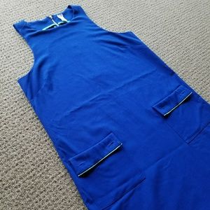High neck sleeveless blue dress with pockets!